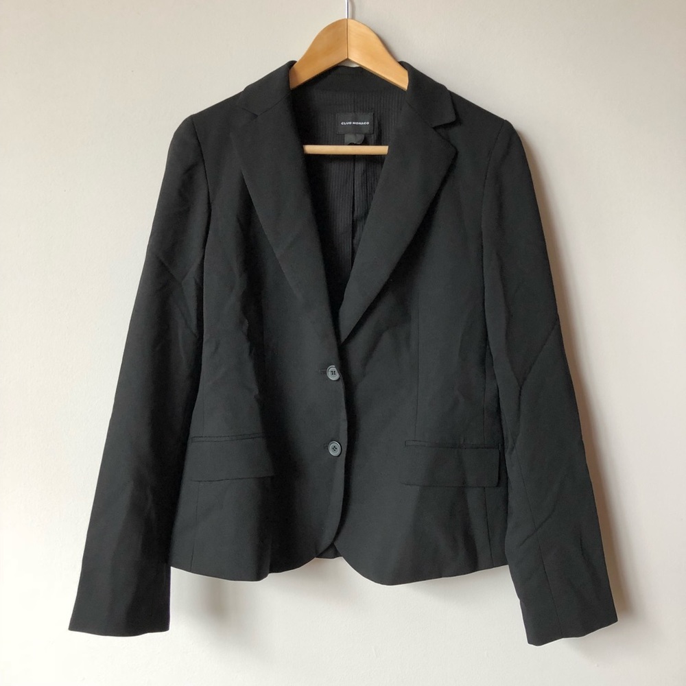 Club Monaco Black Single Breasted Wool Blazer